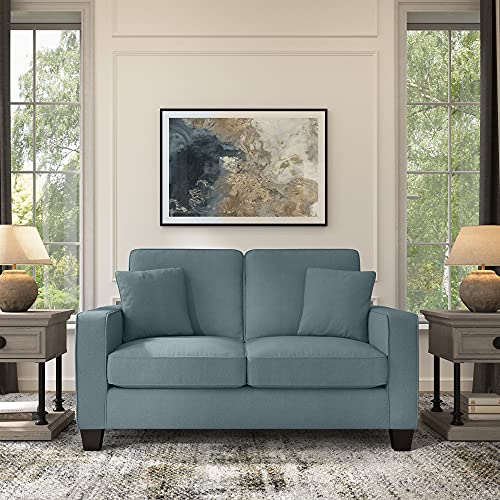 Bush Furniture Stockton Loveseat, 61W, Turkish Blue Herringbone
