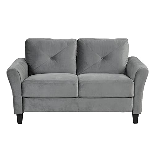 DEINPPA Premium Modern 2 Piece Fabric Living Room Sofa Set Furniture with Three Seat Sofa and Loveseat Sofa, Upholstered Sofa Couch for Living Room and Living Space Bedroom (Grey, Loveseat)