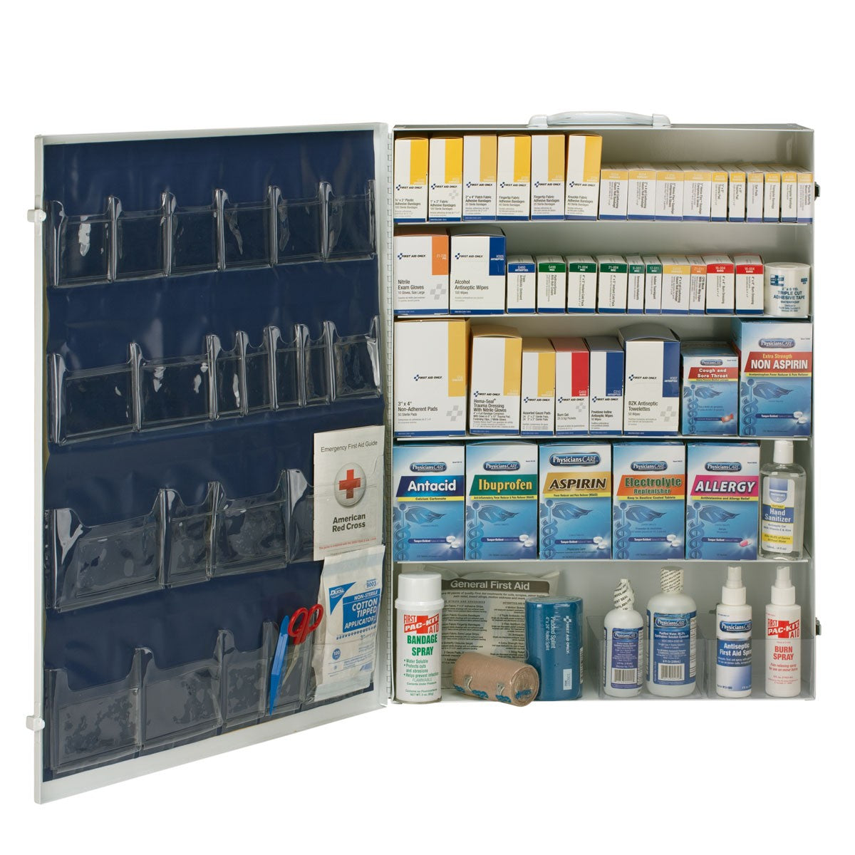 First Aid Only 200 Person 5 Shelf First Aid Metal Cabinet, ANSI B+, Type I and II with Medication