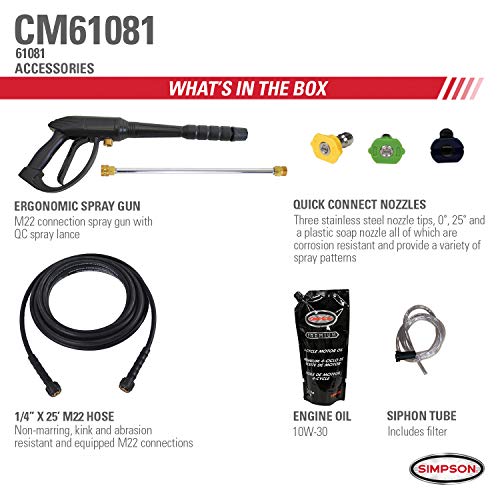 Simpson Cleaning CM61081 2800 PSI at 2.3 GPM Clean Machine Cold Water Residential Gas Pressure Washer