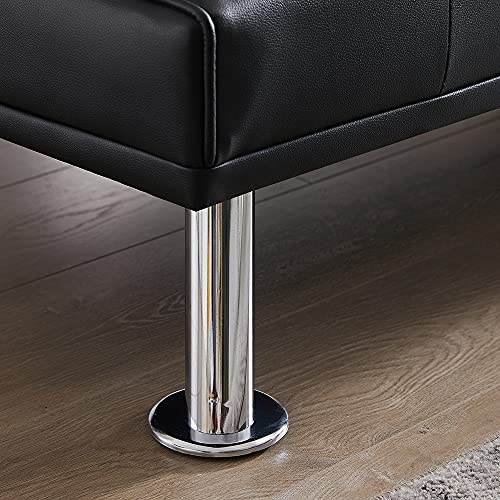 GAOFEIYANG 3pcs Sofa Bed Living Room Furniture Set, 2 Seating Faux Leather Convertible Folding Couch with Cup Holders Removable Armrest,Single Chair with Ottoman