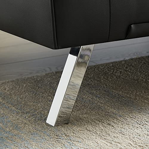 Black PU Sofa Bed, Modern Faux Leather Couch, Convertible Folding Sofa Bed