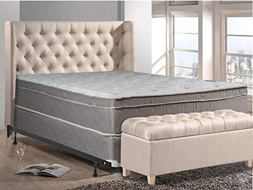 Nutan 11-Inch Medium plush Foam Encased Hybrid Eurotop Pillowtop Innerspring Fully Assembled Mattress And 4-Inch Wood Box Spring/Foundation Set, Good For The Back, Queen