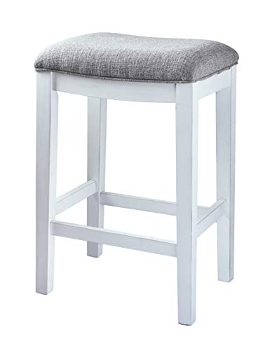 NewRidge Home Goods NewRidge Home Sofa Table with Two Stools Counter Set, Distressed White