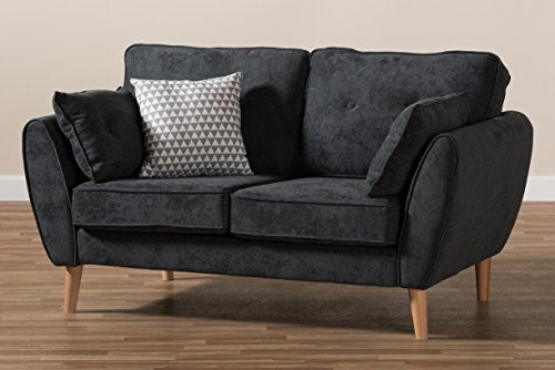 Baxton Studio Manuela Loveseat, Dark Grey