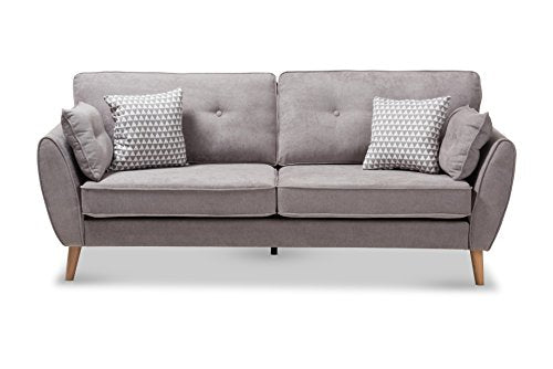 Baxton Studio Manuela Sofa, Light Grey