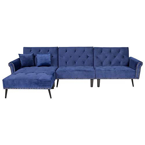 Studded Upholstered Sofa, Adjustable Backrest, Double Recliner Sofa Bed, 114x 60x 34.2 Inches, Very Suitable for Living Room Decoration (2)