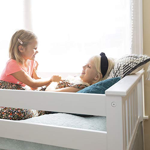 Max & Lily Twin Low Loft Bed with Staircase, White