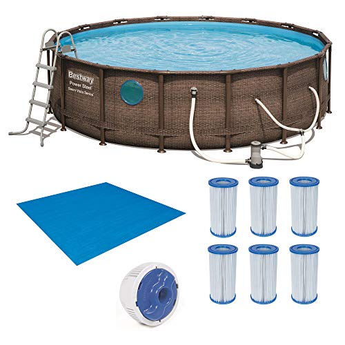 Bestway Power Steel Swim Vista 16ft x4ft Metal Frame Swimming Pool Set & Pump