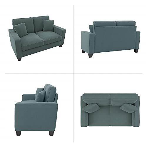 Bush Furniture Stockton Loveseat, 61W, Turkish Blue Herringbone