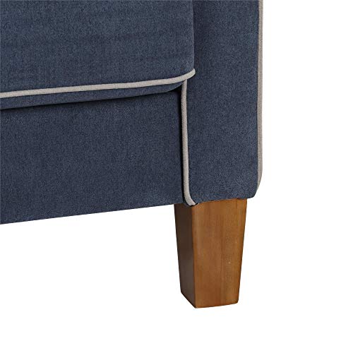 Novogratz DA036SEC-BL Bowen Sectional Sofa with Contrast Welting, Blue