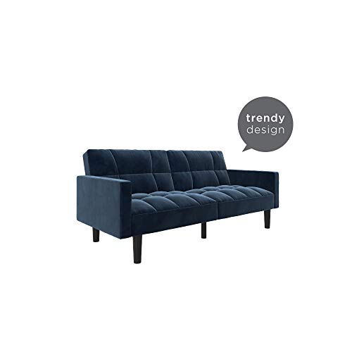 DHP Hayden Convertible Sofa Sleeper Futon with Arms - Blue Microfiber