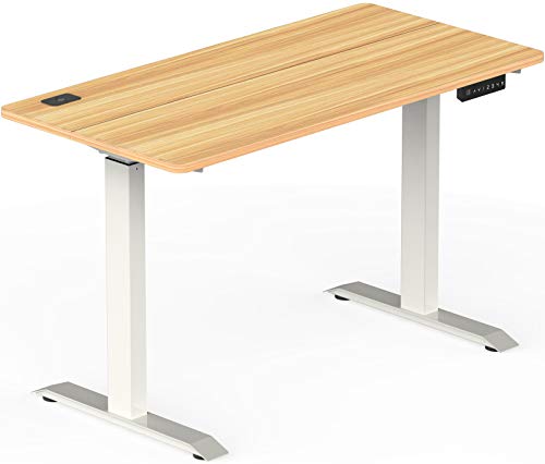 SHW Electric Height Adjustable Standing Desk, 48 x 24 Inches, Light Cherry