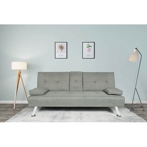 JINDAO Sofa Bed Pillow Light Grey Cloth Bed Reclining Chair Sleeper Reversible