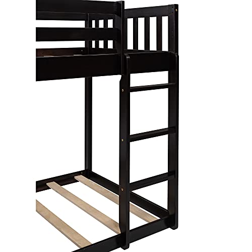 Twin Bunk Beds for Kids, Bunk Beds Frame, Wood Twin Over Twin Bunk Bed with 4 Drawers and 3 Shelves for Kids, Teens, Adults,Espresso