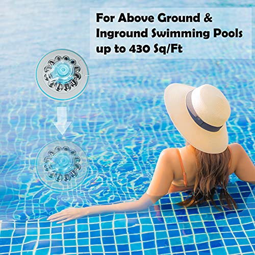 Cordless Automatic Pool Cleaner, IPX8 Waterproof Strong Suction Rechargeable Lightweight Pool Cleaners Robotic Vacuum with 60 Mins Run Time for Above Ground & Inground Swimming Pools up to 430 Sq/Ft