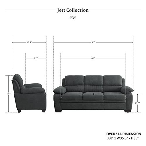 Lexicon Jett Living Room Sofa, Dark Gray