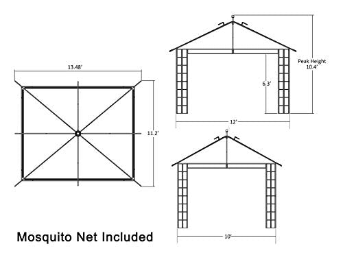 10 ft. x 12 ft. Melody Gazebo with Mosquito Net