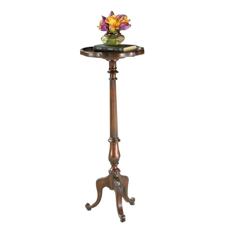Traditional Pedestal Plant Stand in Plantation Cherry