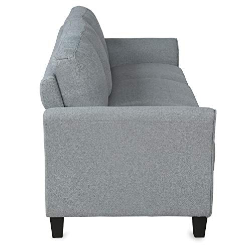 Merax Living Room Furniture, Modern Linen Fabric Upholstered Sofa Set with Thick Foam, 3-Seat, Gray