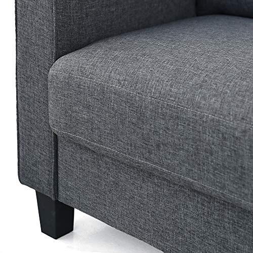 FURINNO Bayonne Modern Upholstered Love Seats, Gunmetal