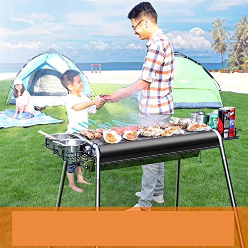 FQX Barbecue Charcoal Grill, Outdoor Stainless Steel Folding Portable BBQ Tool Kits for Outdoor Cooking Camping Hiking Picnics (Color : STYLE2, Size : 683585)