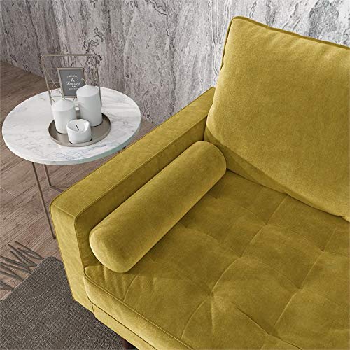 Kingway Furniture Velvet Genoa Living Room Loveseat in Goldenrod