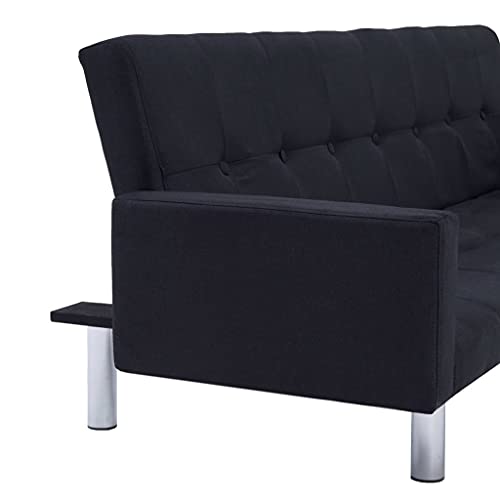 Adjustable Floor Sofa, Convertible Folding Recliner/Lounge/Couch for Living Room,Sofa Bed with Armrest -Black- Fabric(Fast Delivery)