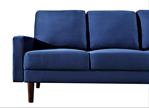 Container Furniture Direct Claire Velvet Upholstered Loose Back Cushion Sofa with Accent Pillows, 72