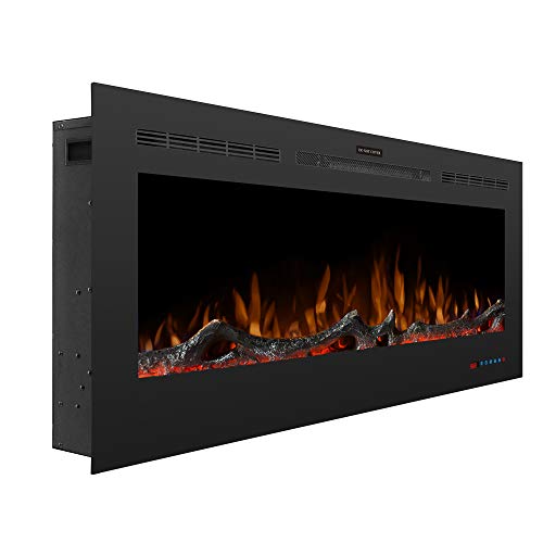 Harper & Bright Designs Electric LED Recessed Fireplace with Remote Control, Adjustable Heating and Touch Screen 1500W, 50 inch, Black