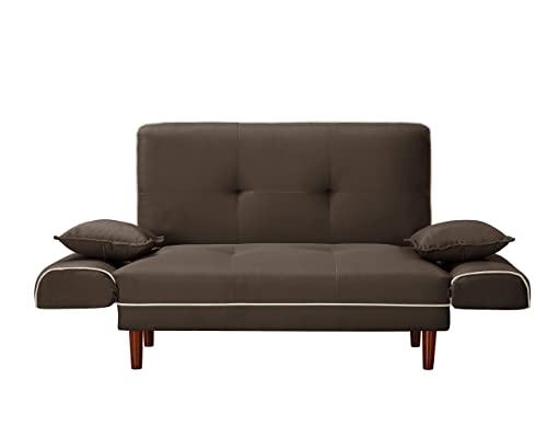 Relax Lounge Sofa Bed Sleeper with 2 Pillows Grey Fabric (Brown + Fabric)
