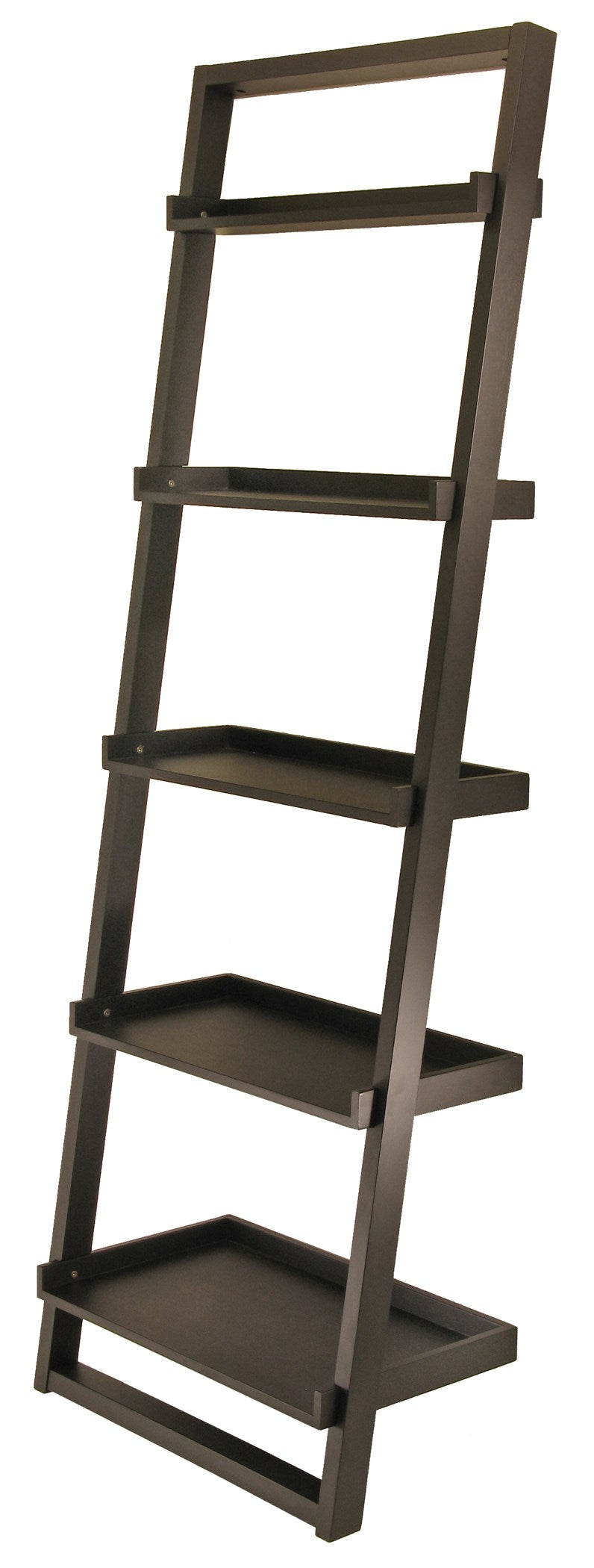 Winsome Bailey 74.6 in.   H X 25.75 in.   W X 14.4 in.   D Black Wood Leaning Shelf