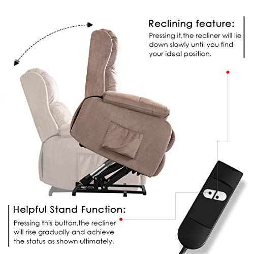 Harper&Bright Designs Power Lift Chair Soft Fabric Recliner Living Room Sofa Chair