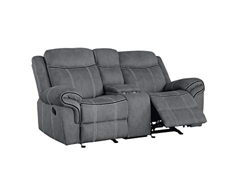 ACME FURNITURE Acme Zubaida W Console ' Glider Motion 2 Tone Velvet Loveseat with USB Dock & Console, Gray
