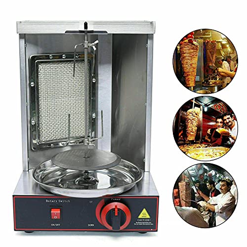 Commercial Gas Shawarma Machine Vertical LPG Kebab Machine BBQ Rotisserie Oven Smokeless 110V (1 Burner)