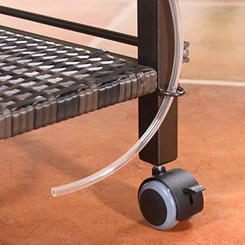 SPSUPE Outdoor 108 Quart Rattan Cooler Cart, Patio Portable Wicker Cooler Trolley, Drinks Beer Beverage Ice Chest (Brown)