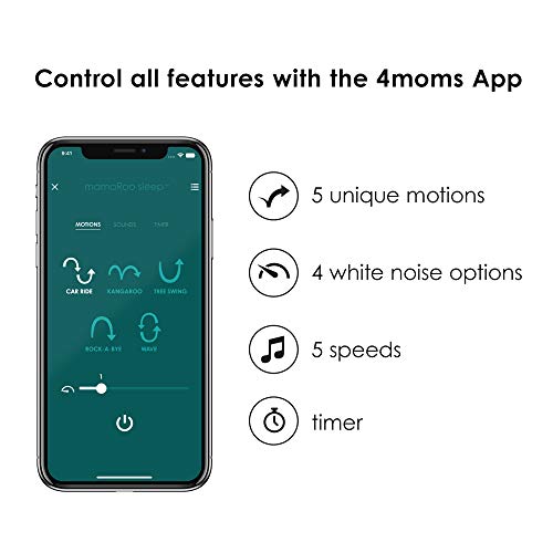 4moms mamaRoo Sleep Bassinet, Bluetooth Baby Bassinets and Furniture with 5 Unique Motions, 4 Built-in White Noise Options, Birch