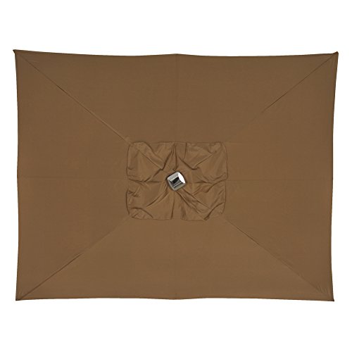 Abba Patio 9 by 7 Feet Rectangular Patio Umbrella with Solar Powered 32 LED Lights with Tilt and Crank, Brown