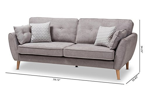 Baxton Studio Manuela Sofa, Light Grey