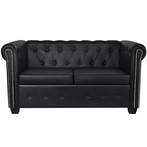 Festnight Luxurious Faux Leather 2-Seater Sofa Loveseat 57.3