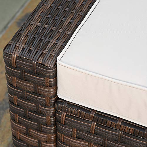 Outsunny 5-Piece PE Rattan Outdoor Patio Armchair Set with 2 Chairs, 2 Ottomans, Coffee Table Conversation Set, & Durable Build, Beige