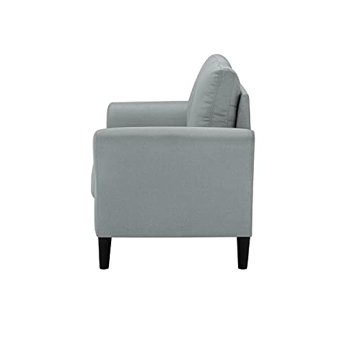 GUMINGHOME Modern Fabric Upholstered Loveseat, Living Room Elegant Wooden Leisure Accent Loveseat Sofa with Armrest, Thicken Cushion Couch Sofa for Living Room, Bedroom(Light Gray)