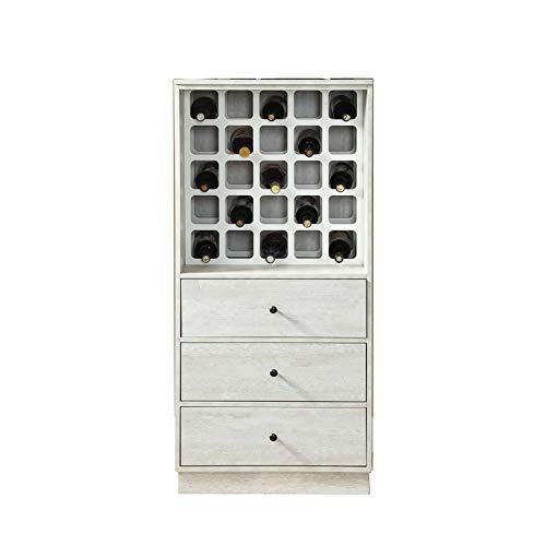 Wine Cabinet with Drawers, Harper&Bright Designs Sold Wood Wine Holder, 25-Bottle Rack with 3 Storage Drawers (Antique White)