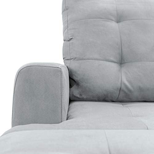 Casa Andrea Milano Modern Reversible Sectional Sofa Couch with Chaise and Ottoman, Large, Grey