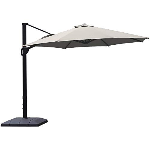 HEYNEMO Patio Umbrella, 11FT Outdoor Patio Umbrella with Heavy Duty Base, Large Cantilever Umbrella Windproof Offset Umbrella Sun Umbrella for Garden Deck Pool Patio, Grey