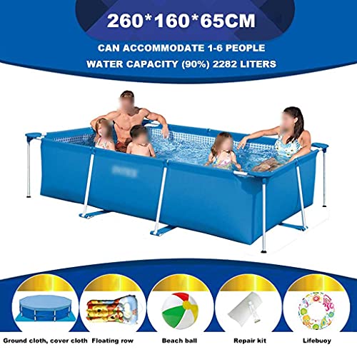 ECHOV Frame Pool Swimming Pool Can Accommodate 1-6 People Family Pool Suitable for Family, Outdoor Blow Up Pool Toy Pool (Color : Blue, Size : 26016065cm)
