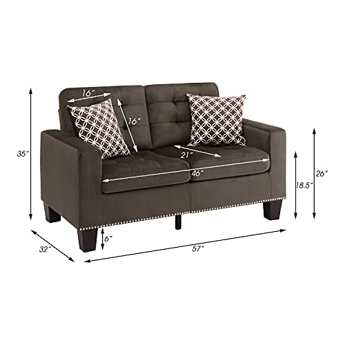 Lexicon Leighton Fabric Loveseat with 2 Pillows, 57