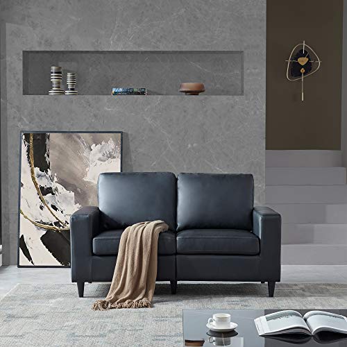 Living Room Furniture Sets Sofa and Loveseat Sets Morden Style PU Leather Couch Furniture Upholstered 3 Seat Sofa Couch and Loveseat for Home or Office (Black, 2)