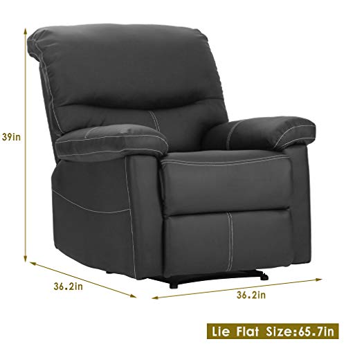 PU Leather Sofa Recliner Couch Recliner Sofa Manual Reclining Sofa for Living Room Black