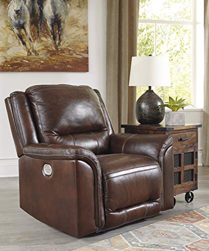 Signature Design by Ashley Catanzaro Power Recliner Adjustable Headrest Mahogany